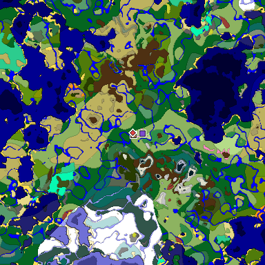 Predicted biome map of Java 26.3 seed -7966469631219455888 around estimated spawn