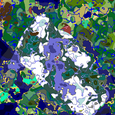 Predicted biome map of Java 26.3 seed 531654658482056865 around estimated spawn