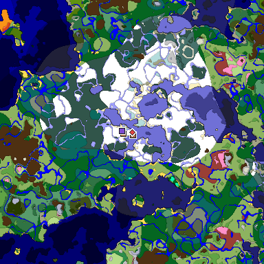 Predicted biome map of Java 26.3 seed 9046499118648109114 around estimated spawn