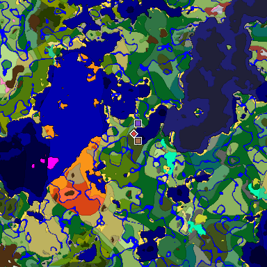 Predicted biome map of Java 26.3 seed 3514282639794193853 around estimated spawn