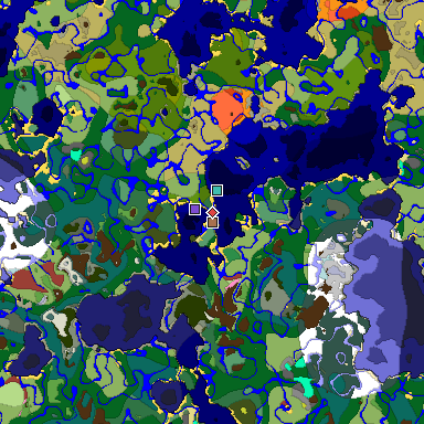 Predicted biome map of Java 26.3 seed -94962471484098555 around estimated spawn