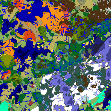 Predicted biome map of Java 26.3 seed 9214625048870690546 around estimated spawn