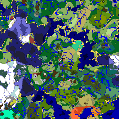Predicted biome map of Java 26.3 seed 5397973688352521904 around estimated spawn