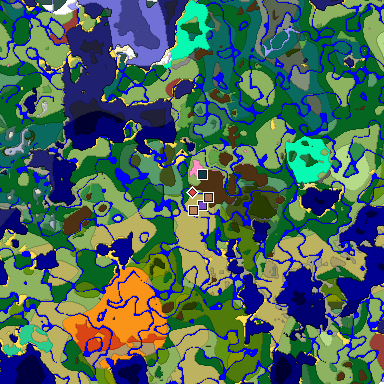 Predicted biome map of Java 26.3 seed 416788247129861847 around estimated spawn