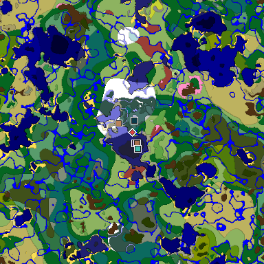 Predicted biome map of Java 26.3 seed 3373101788199342079 around estimated spawn