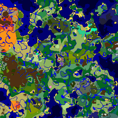 Predicted biome map of Java 26.3 seed 5979354706262375125 around estimated spawn