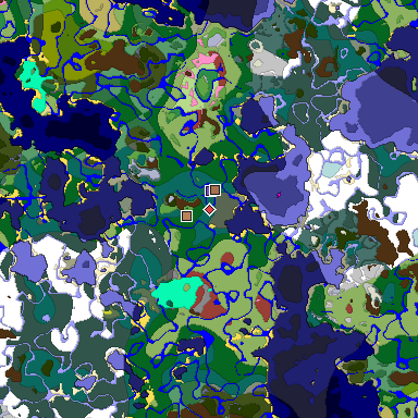 Predicted biome map of Java 26.3 seed -600099989727240747 around estimated spawn