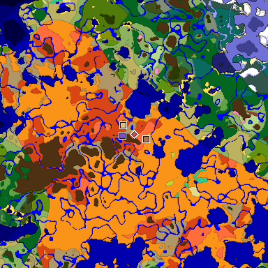 Predicted biome map of Java 26.3 seed -7978113985212401105 around estimated spawn