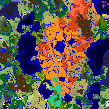 Predicted biome map of Java 26.3 seed -6338022465187255156 around estimated spawn