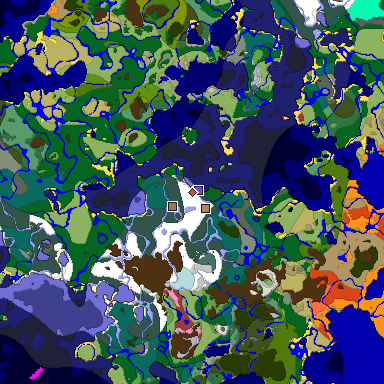 Predicted biome map of Java 26.3 seed -6402005092766204348 around estimated spawn