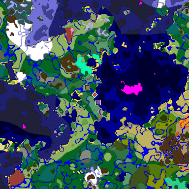 Predicted biome map of Java 26.3 seed -5741629374751950463 around estimated spawn