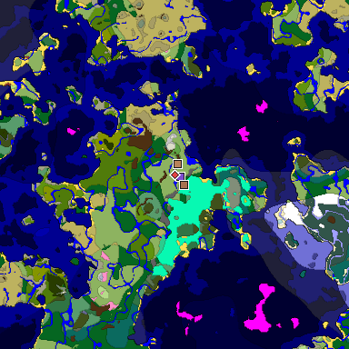 Predicted biome map of Java 26.3 seed -3150482353698010198 around estimated spawn