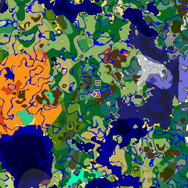 Predicted biome map of Java 26.3 seed 3712182272445064007 around estimated spawn