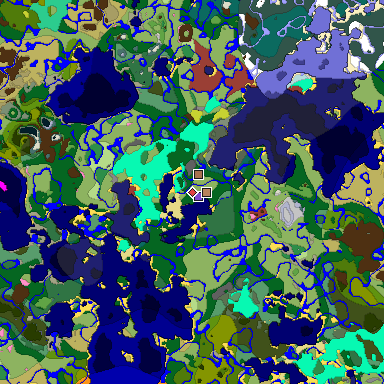 Predicted biome map of Java 26.3 seed -2150151642829094362 around estimated spawn