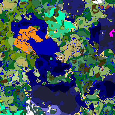 Predicted biome map of Java 26.3 seed -2388221653496536342 around estimated spawn
