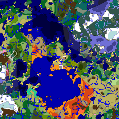 Predicted biome map of Java 26.3 seed -8807821206692017542 around estimated spawn