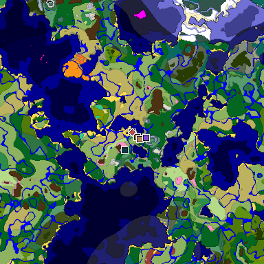 Predicted biome map of Java 26.3 seed 1672368891950142964 around estimated spawn
