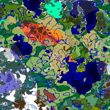 Predicted biome map of Java 26.3 seed -8635444376199158063 around estimated spawn