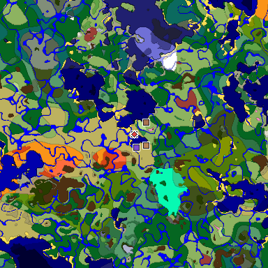 Predicted biome map of Java 26.3 seed -8641425054623401381 around estimated spawn