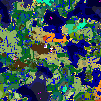 Predicted biome map of Java 26.3 seed -5745990671388814957 around estimated spawn