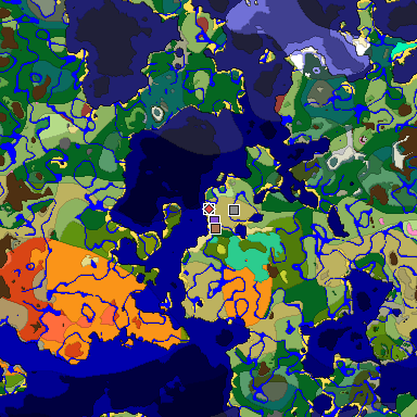 Predicted biome map of Java 26.3 seed 6974669429976507991 around estimated spawn
