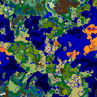 Predicted biome map of Java 26.3 seed 6636594910130712615 around estimated spawn