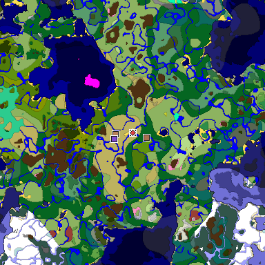 Predicted biome map of Java 26.3 seed -784492564383494964 around estimated spawn