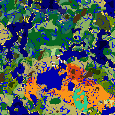 Predicted biome map of Java 26.3 seed -1115229148227709663 around estimated spawn