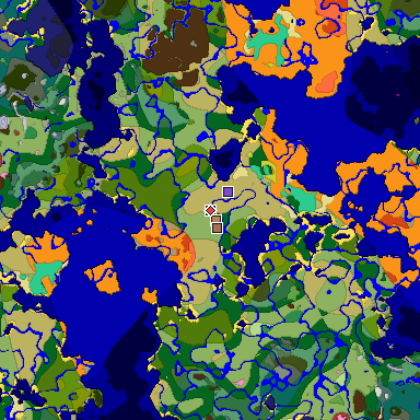 Predicted biome map of Java 26.3 seed -1898708258431494125 around estimated spawn