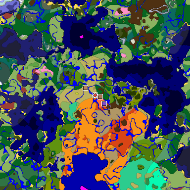 Predicted biome map of Java 26.3 seed 5923551434021912957 around estimated spawn
