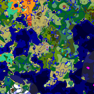 Predicted biome map of Java 26.3 seed 317543714391948789 around estimated spawn