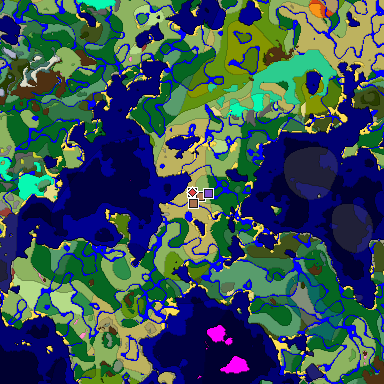 Predicted biome map of Java 26.3 seed 3324112629216511297 around estimated spawn