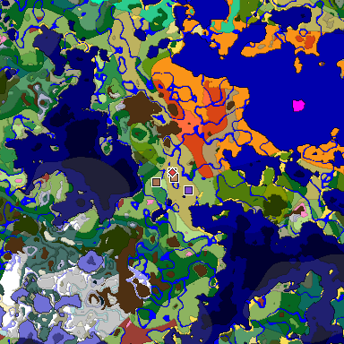 Predicted biome map of Java 26.3 seed 359900650593570349 around estimated spawn