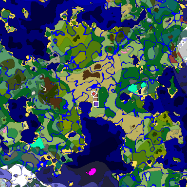 Predicted biome map of Java 26.3 seed 675472437135279764 around estimated spawn