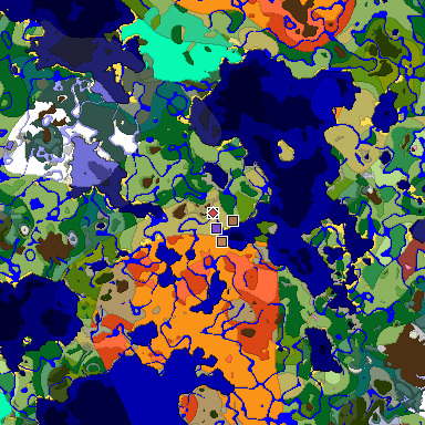 Predicted biome map of Java 26.3 seed -6786949051356295283 around estimated spawn