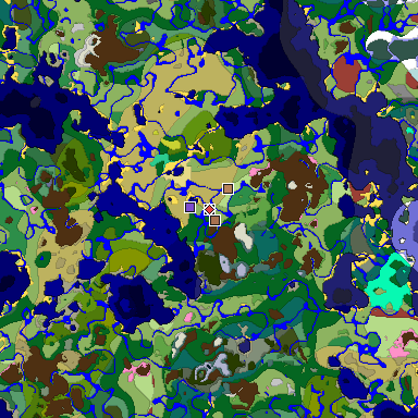 Predicted biome map of Java 26.3 seed 5686366952733413448 around estimated spawn