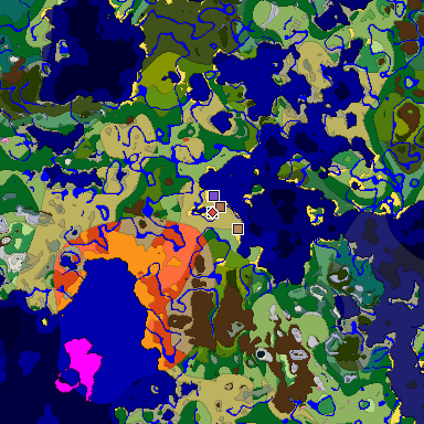 Predicted biome map of Java 26.3 seed -8609787379812002035 around estimated spawn