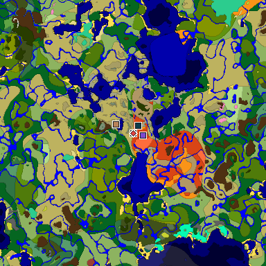 Predicted biome map of Java 26.3 seed -6095171122381822908 around estimated spawn