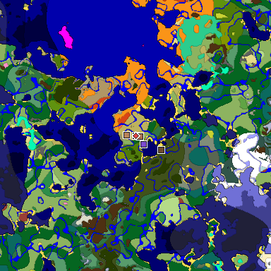 Predicted biome map of Java 26.3 seed -7376624545941527178 around estimated spawn