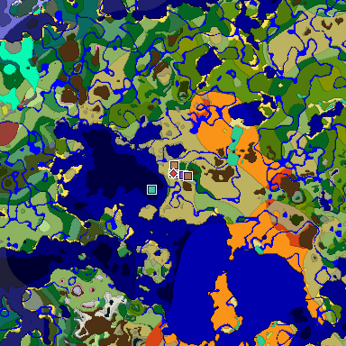 Predicted biome map of Java 26.3 seed 2527153451110028895 around estimated spawn