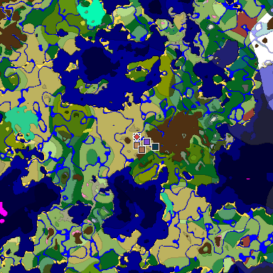 Predicted biome map of Java 26.3 seed 1287172411400112458 around estimated spawn