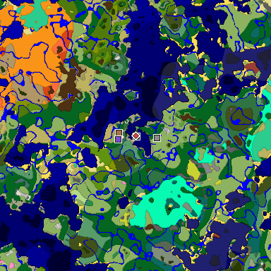 Predicted biome map of Java 26.3 seed -1457590439395488600 around estimated spawn