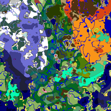 Predicted biome map of Java 26.3 seed 6748465183480097700 around estimated spawn