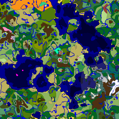 Predicted biome map of Java 26.3 seed 7664466492837480235 around estimated spawn