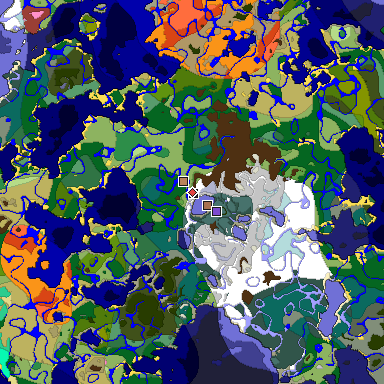 Predicted biome map of Java 26.3 seed -7884938835214124061 around estimated spawn