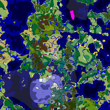 Predicted biome map of Java 26.3 seed 7920502647924103609 around estimated spawn