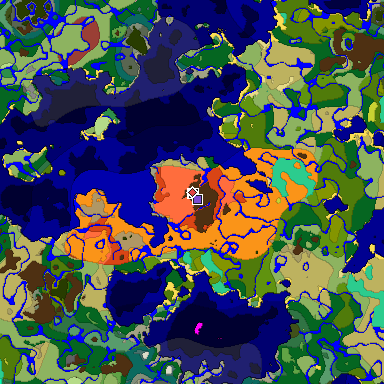 Predicted biome map of Java 26.3 seed 6934986618373552770 around estimated spawn