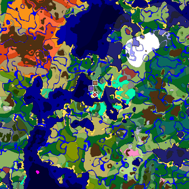 Predicted biome map of Java 26.3 seed -8688741132526351598 around estimated spawn