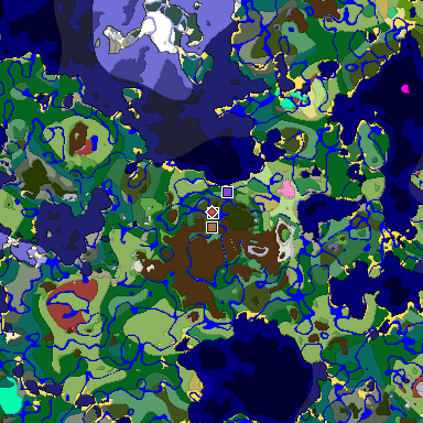 Predicted biome map of Java 26.3 seed 7098041952058196762 around estimated spawn