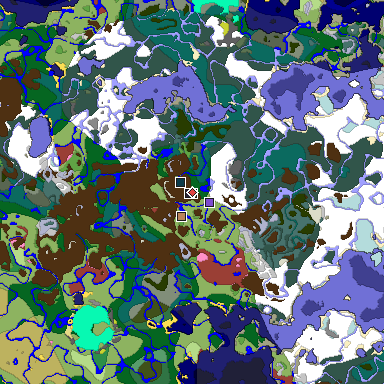 Predicted biome map of Java 26.3 seed -6422444516626281018 around estimated spawn